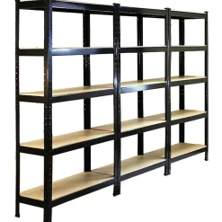 Monster Racking 3 Rayonnages T-Rax en Acier Sans Boulons Noirs 75cm x 30cm x 150cm