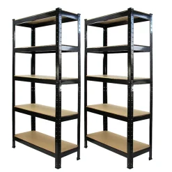 Monster Racking 2 Rayonnages T-Rax en Acier Sans Boulons Noirs 75cm x 30cm x 150cm, Kit de 2