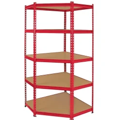 Monster Racking 1 Rayonnage d'Angle Z-Rax Rouge & 2 Rayonnages Z-Rax Rouges en Acier Sans Boulons 90cm x 45cm x 183cm
