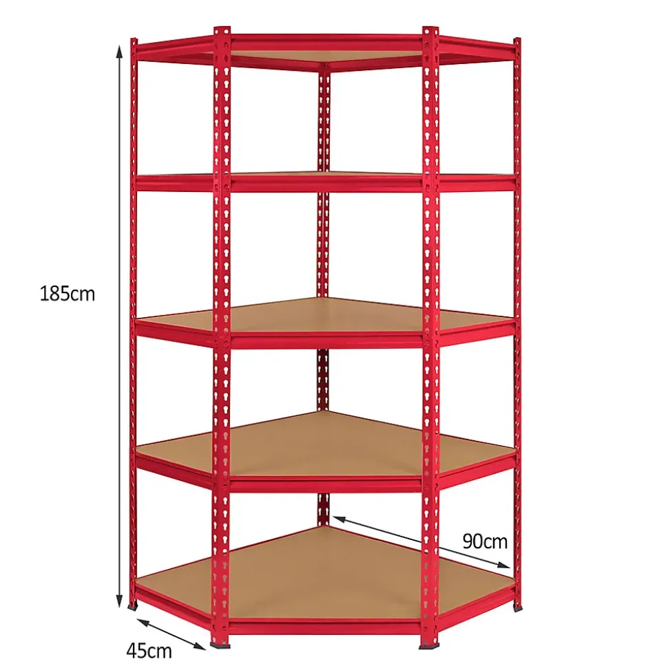 Monster Racking 1 Rayonnage d'Angle Z-Rax Rouge & 2 Rayonnages Z-Rax Rouges en Acier Sans Boulons 90cm x 45cm x 183cm