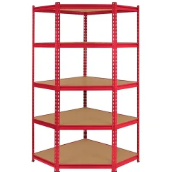 Monster Racking 1 Rayonnage d'Angle Z-Rax Rouge & 2 Rayonnages Z-Rax Rouges en Acier Sans Boulons 90cm x 45cm x 183cm