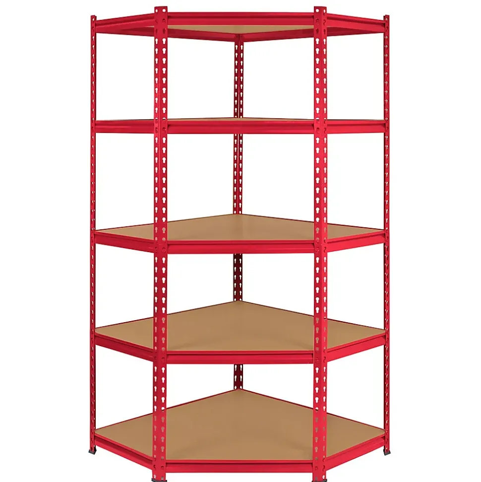 Monster Racking 1 Rayonnage d'Angle Z-Rax Rouge & 2 Rayonnages Z-Rax Rouges en Acier Sans Boulons 90cm x 45cm x 183cm