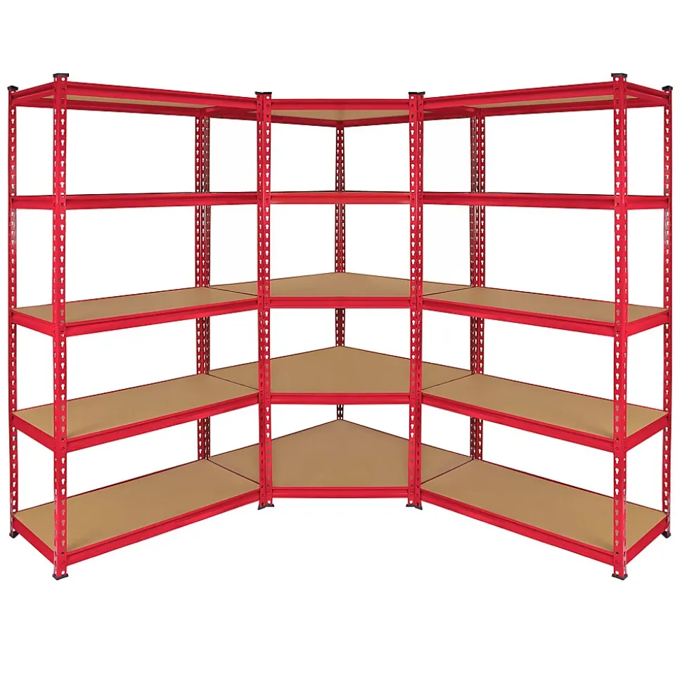 Monster Racking 1 Rayonnage d'Angle Z-Rax Rouge & 2 Rayonnages Z-Rax Rouges en Acier Sans Boulons 90cm x 45cm x 183cm