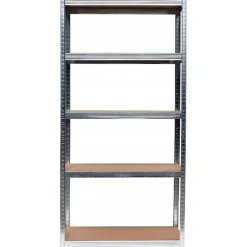 MORIE - Rayonnage industriel de stockage - Charge max 875 kg - 5 étagères - Acier galvanisé + panneaux MDF