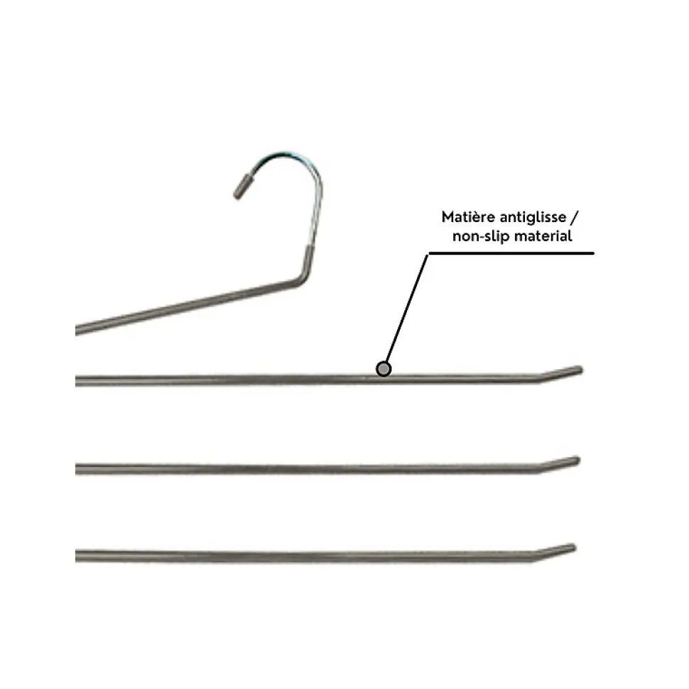 MSV 12 Cintres Pantalons 5 Barres En Metal