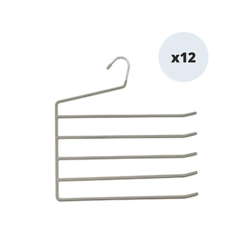 MSV 12 Cintres Pantalons 5 Barres En Metal
