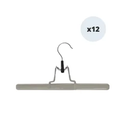 MSV 12Cintre Jupe Pince 30Cm Metal Plastifie Taupe