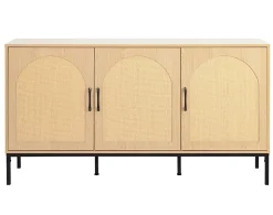 Nagato - buffet bas - cannage et effet bois - 3 portes - 150 cm - Best Mobilier