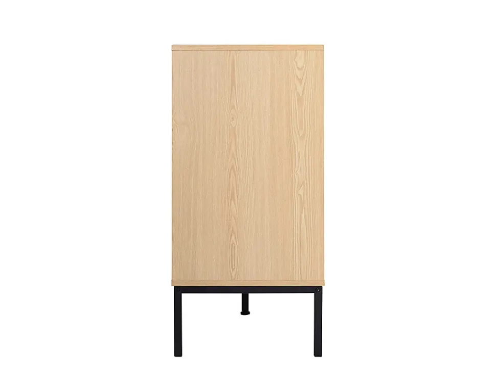 Nagato - buffet bas - cannage et effet bois - 3 portes - 150 cm - Best Mobilier