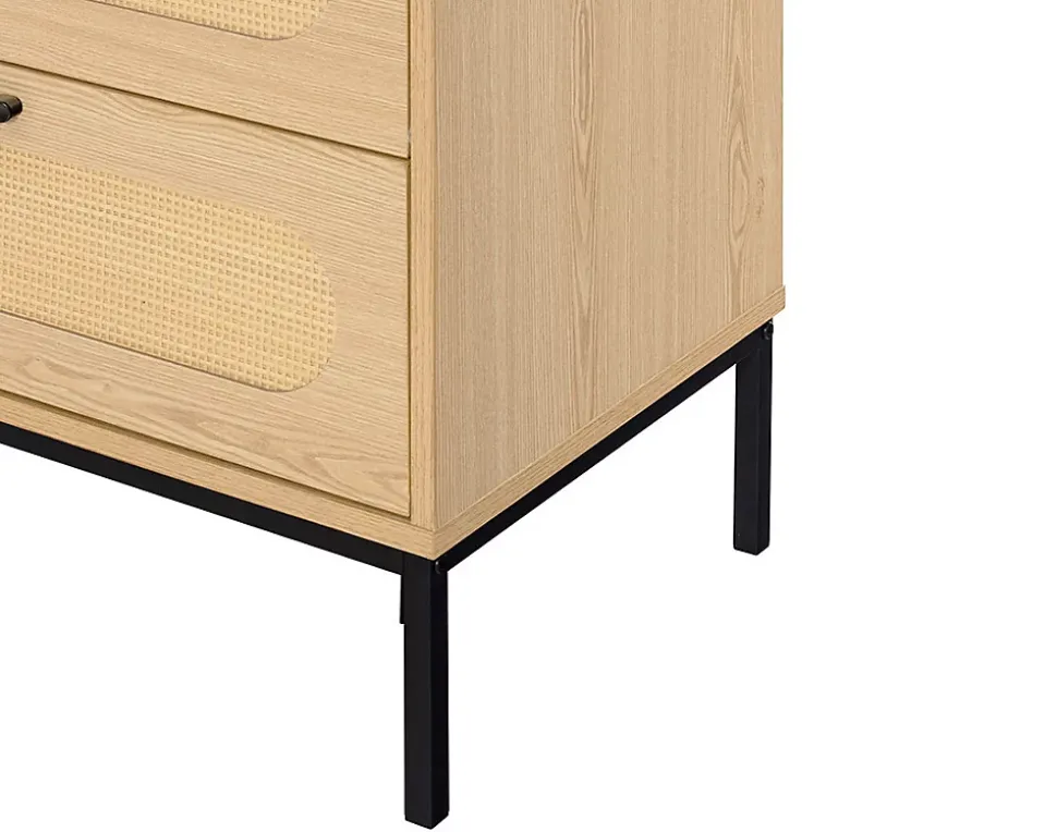 Nagato - commode - cannage et effet bois - 70 cm - Best Mobilier