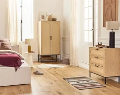 Nagato - commode - cannage et effet bois - 70 cm - Best Mobilier