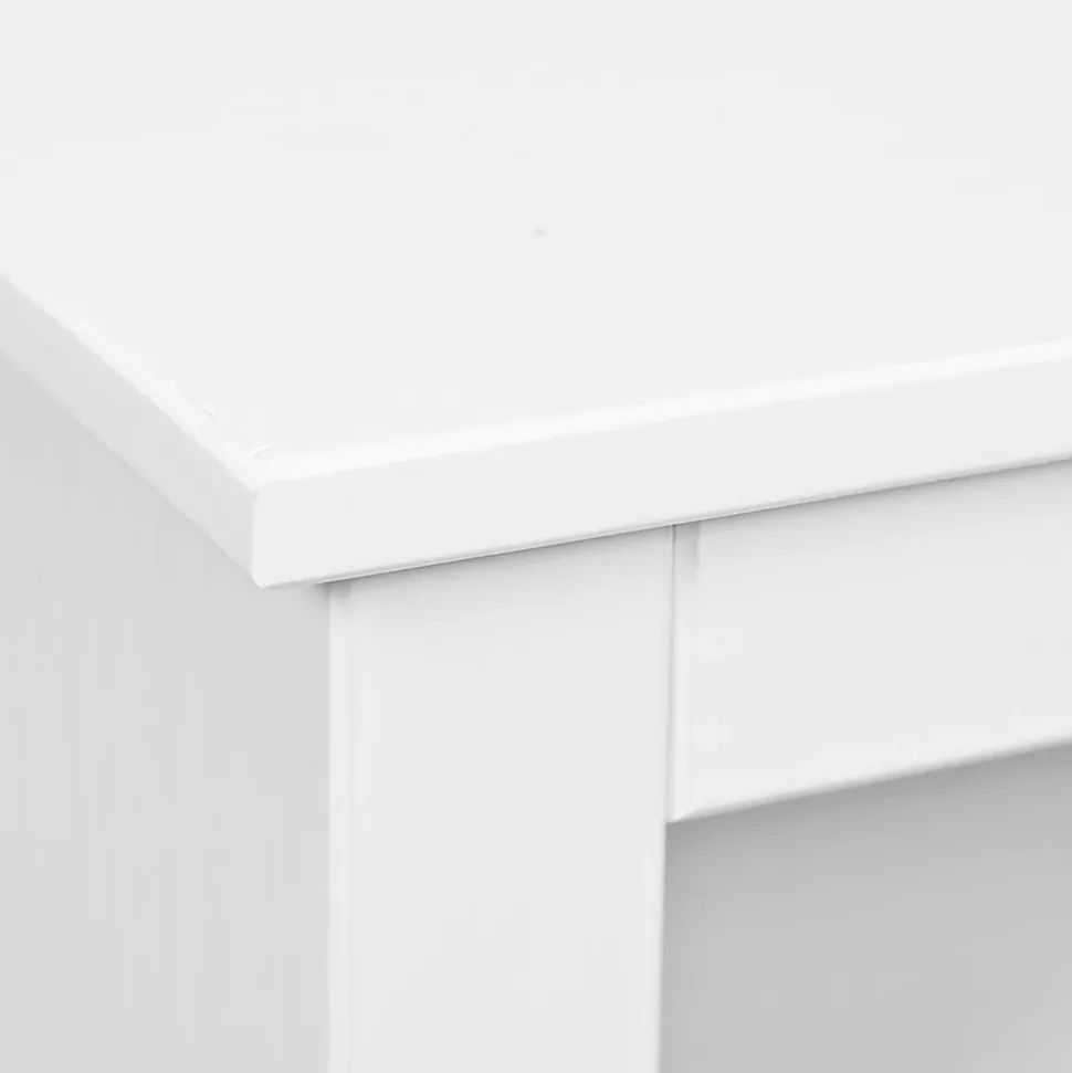 NATUR - Meuble TV 2 Tiroirs Bois Massif Vernis Blanc