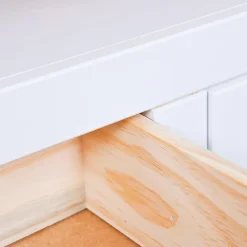 NATUR - Meuble TV 2 Tiroirs Bois Massif Vernis Blanc
