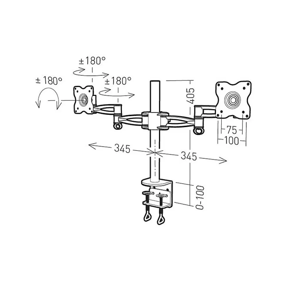 NEXTIA Support de table inclinable et orientable 2 doubles bras pour mo ERARD - 011105