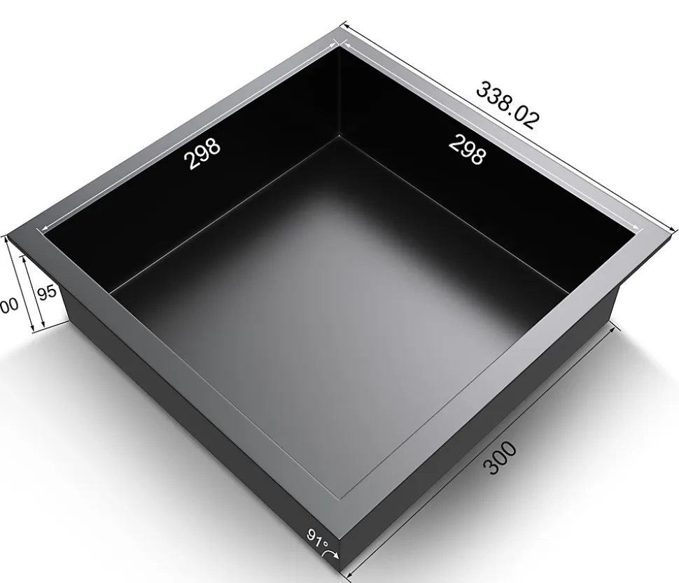 Niche inox SIRHONA 300x300x95mm - Encastrée + Bac à douche + Verticale/Horizontale + Noir mat