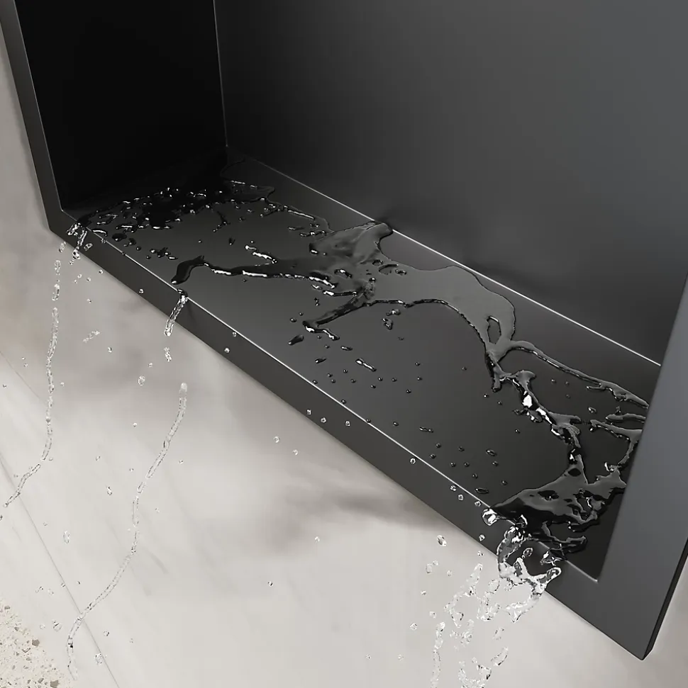 Niche inox SIRHONA 300x300x95mm - Encastrée + Bac à douche + Verticale/Horizontale + Noir mat