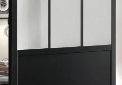 OPTIMUM Kit porte coulissante + rail Atelier - H204 x L83 x P4 cm - Noir verre depoli