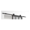 OPTIMUM Kit porte coulissante ATELIER noir + rail apparent + cache rail - 204 x 93 cm - verre transparent