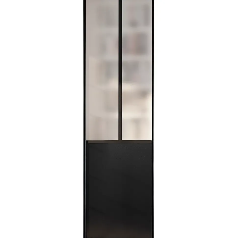 OPTIMUM pack portes de placard coulissantes, 2 vantaux décor atelier noir, verre dépoli blanc, H 2500 x L 1200 mm