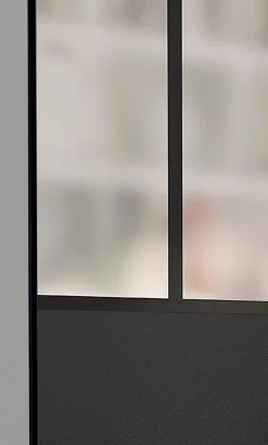 OPTIMUM pack portes de placard coulissantes, 2 vantaux décor atelier noir, verre dépoli blanc, H 2500 x L 1500 mm