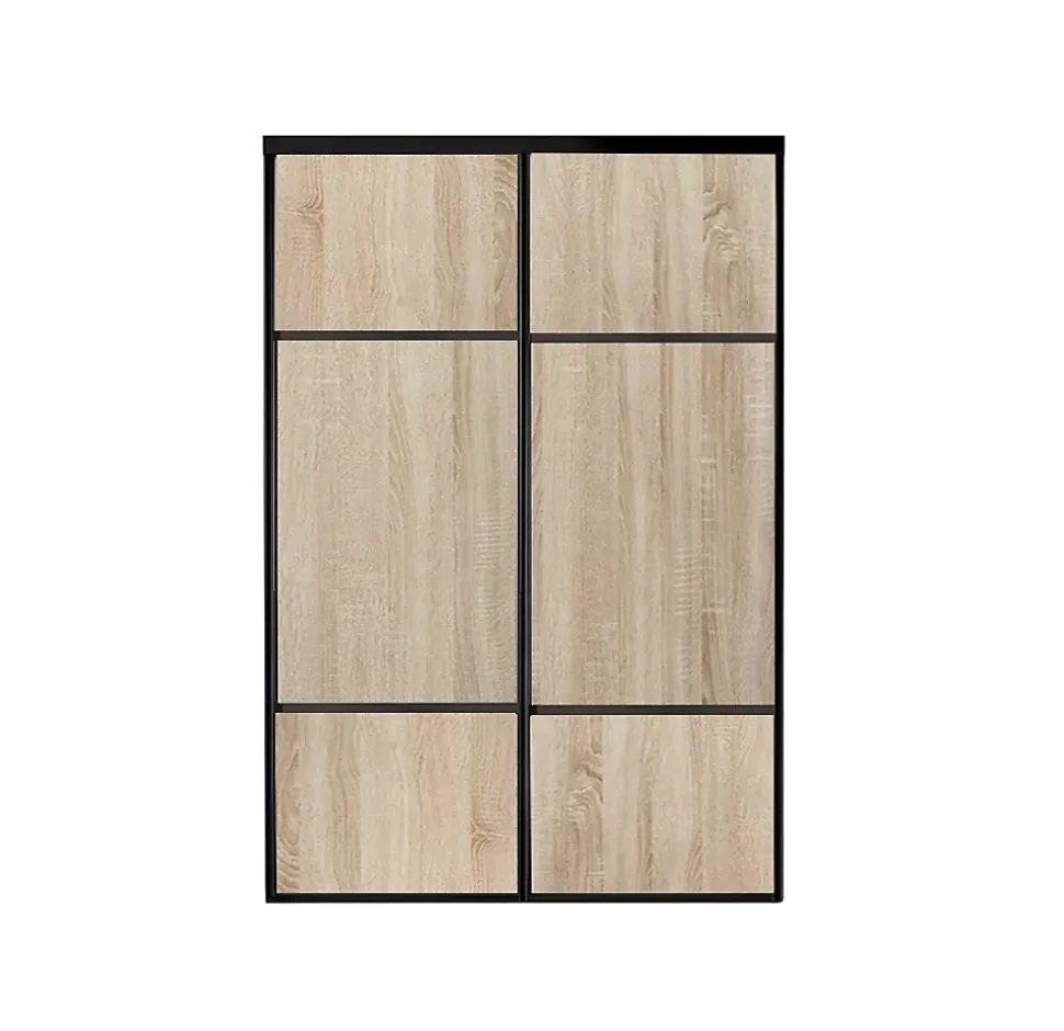 OPTIMUM pack portes de placard coulissantes, 2 vantaux décor chêne sauvage partitionné chêne sauvage H2500mm X L1200mm