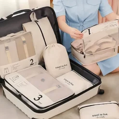 Organisateur de voyage, rangement valise 7 pièces - Beige - Vivezen
