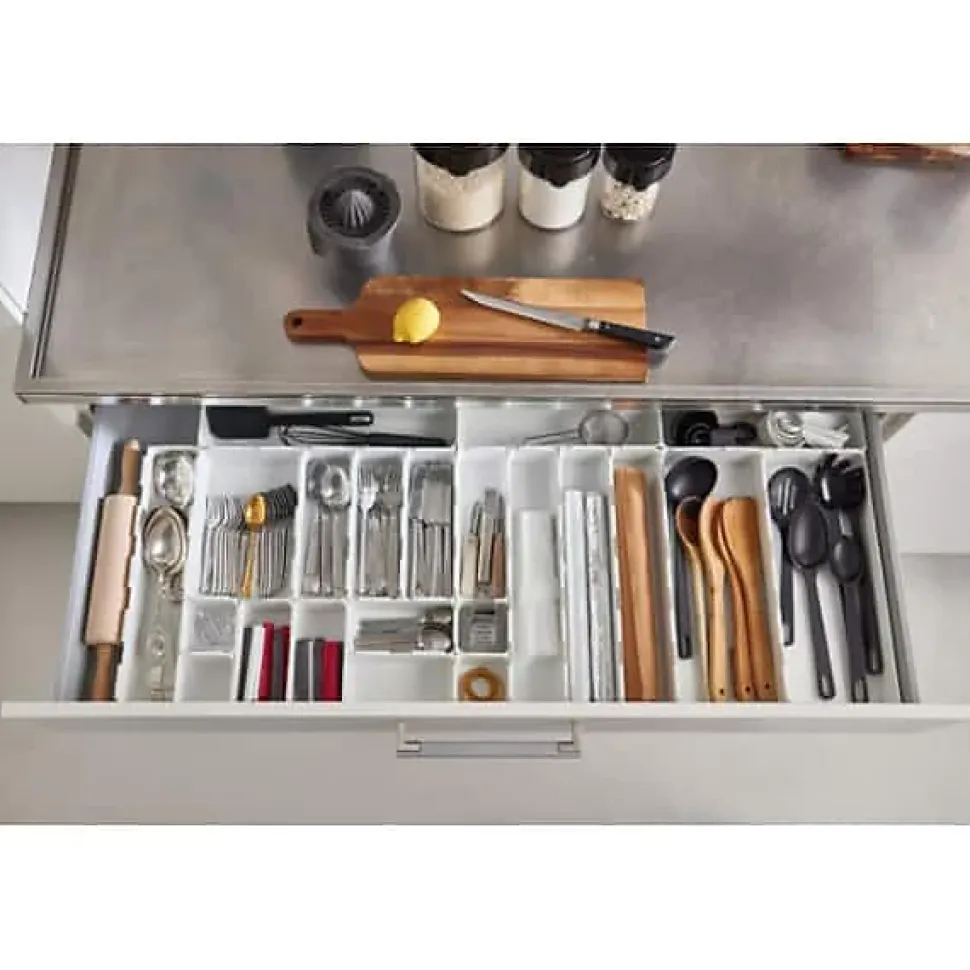 Organiseur de tiroir de cuisine blanc modulable - 7,5 x 8 x 5 cm