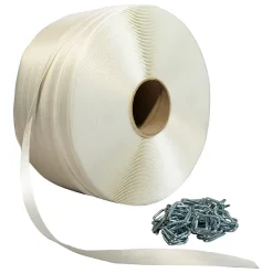 Pack 1 Feuillard de cerclage fil à fil 16 mm x 850 m + 250 Boucles - Feuillard textile Haute Résistance 450kg - TECPLAST PFF1