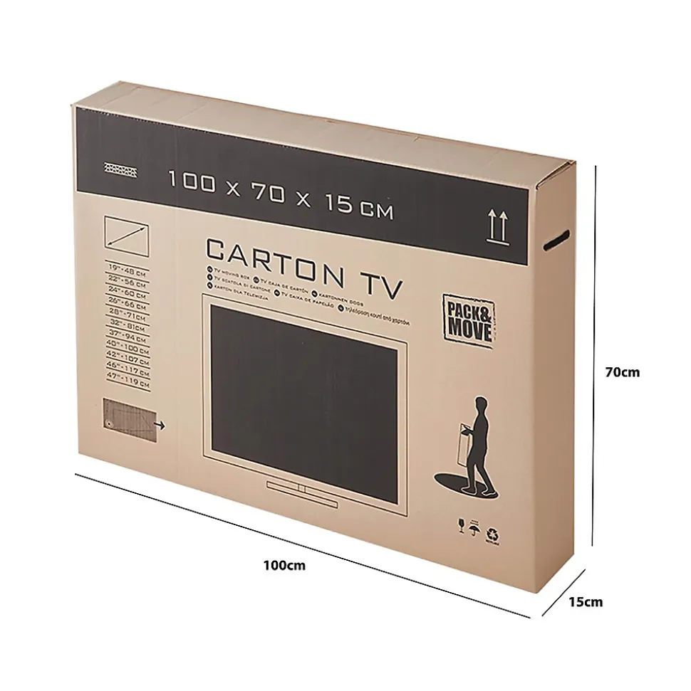 Pack and Move - Carton de protection pour TV 47" - Déménagement écran plat - 100 x 15 x 70 cm - Carton renforcé