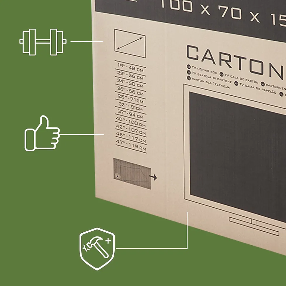 Pack and Move - Carton de protection pour TV 47" - Déménagement écran plat - 100 x 15 x 70 cm - Carton renforcé