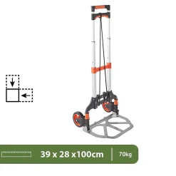 Pack and Move - Diable pliable en aluminium - 28 x 39 x 100 cm - 70 KG max - Pour déménagement et transport