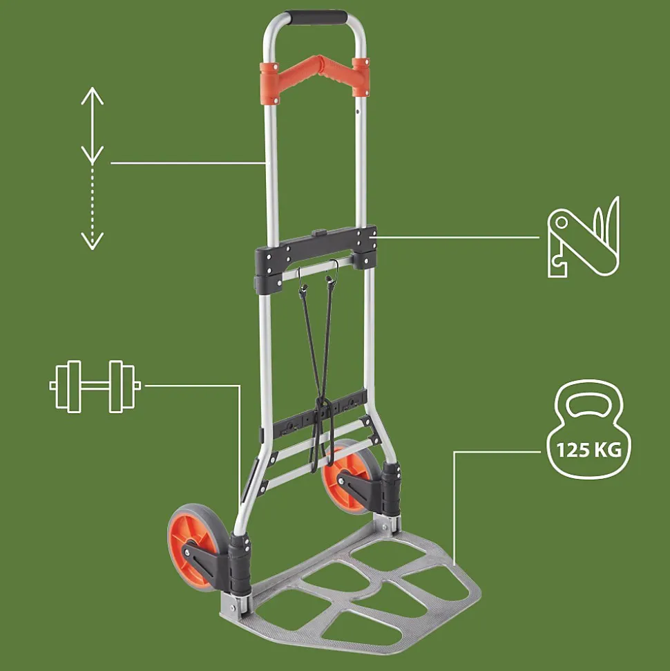 Pack and Move - Diable pliable en aluminium - 28 x 39 x 100 cm - 70 KG max - Pour déménagement et transport