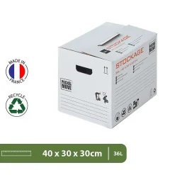 Pack and Move - Lot 20 cartons stockage - 40 x 30 x 30 cm - Poignées renforcées - 1 marqueur offert