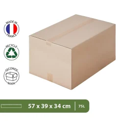 Pack and Move - Lot 20 cartons déménagement d'occasion - 57 x 39 x 34 cm - Cartons réemployés - 1 adhésif offert