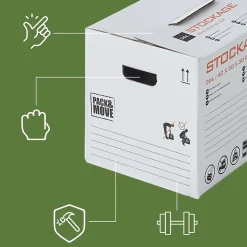 Pack and Move - Lot 20 cartons stockage - 58 x 40 x 30 cm - Poignées renforcées - 1 marqueur offert