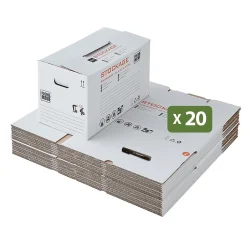 Pack and Move - Lot 20 cartons stockage - 58 x 40 x 30 cm - Poignées renforcées - 1 marqueur offert