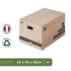 Pack and Move - Lot 20 cartons déménagement L larges - 40 x 60 x 40 cm - Poignées renforcées - 1 adhésif offert