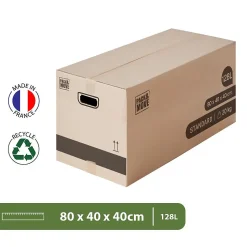 Pack and Move - Lot 20 cartons déménagement XL - 80 x 40 x 40 cm - Poignées renforcées - 1 adhésif offert