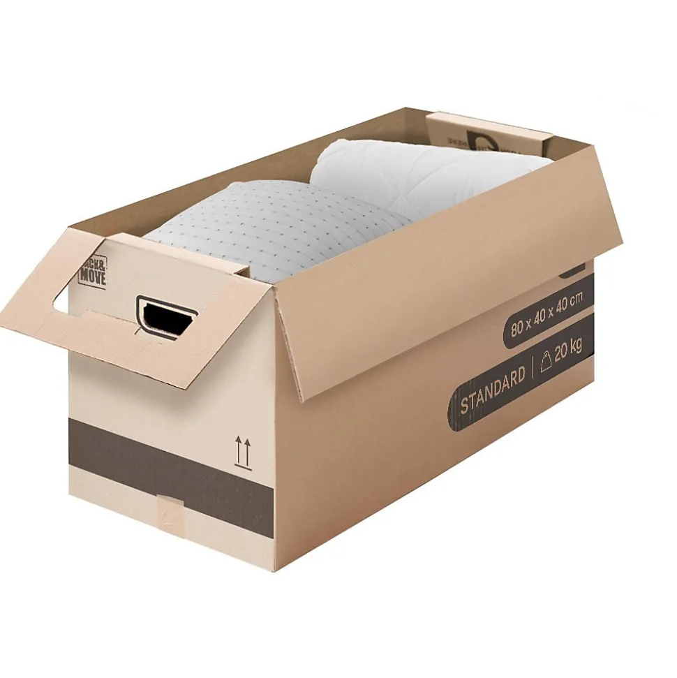 Pack and Move - Lot 20 cartons déménagement XL - 80 x 40 x 40 cm - Poignées renforcées - 1 adhésif offert