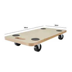Pack and Move - Lot 4 chariots de transport pour déménagement - 150 KG max - 60 x 30 x 10 cm - Support roulette - Métal et MDF