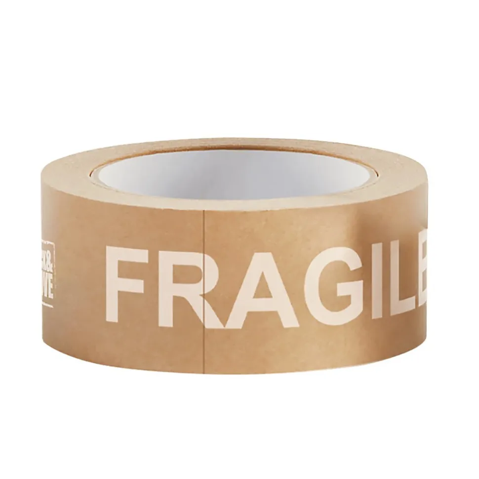 Pack and Move - Lot 6 rouleaux ruban adhésif kraft "fragile" pour emballage et déménagement - 50 m - Qualité Premium