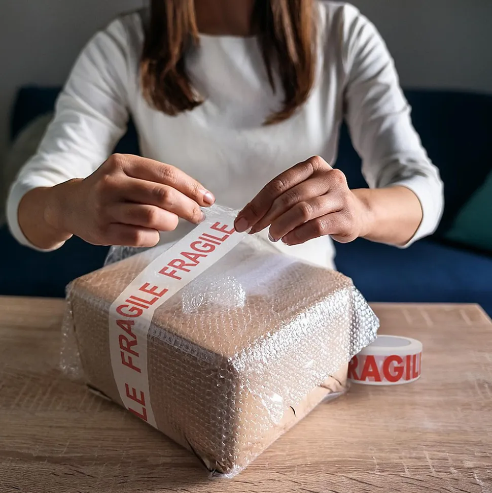 Pack and Move - Lot 6 Rouleaux Ruban Adhésif Transparent "Fragile" Pour Emballage Et Déménagement - 100 M - Qualité Premium