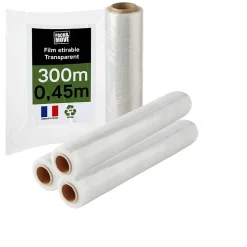 Pack And Move - Lot 4 Rouleaux Film Étirable - 300 M - Transparent - Film Déménagement Film Emballage Film Palette Film Protection