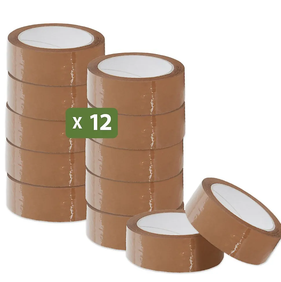 Pack and Move - Lot 12 rouleaux ruban adhésif marron pour emballage et déménagement - 66 m - Qualité Premium