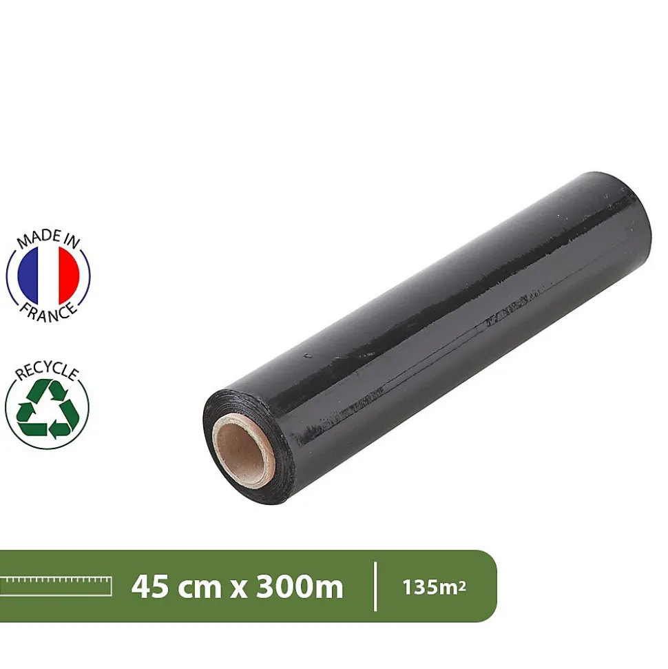 Pack And Move - Lot 2 Rouleaux Film Étirable - 300 M - Noir - Film Déménagement Film Emballage Film Palette Film Protection