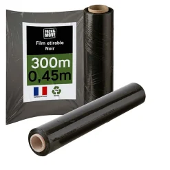 Pack And Move - Lot 2 Rouleaux Film Étirable - 300 M - Noir - Film Déménagement Film Emballage Film Palette Film Protection