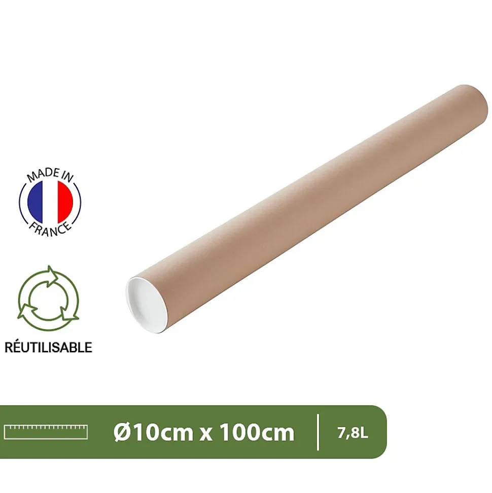 Pack and Move - Lot 20 tubes pour expédition et emballage -10x100cm - Pour affiche et poster - Avec capuchon