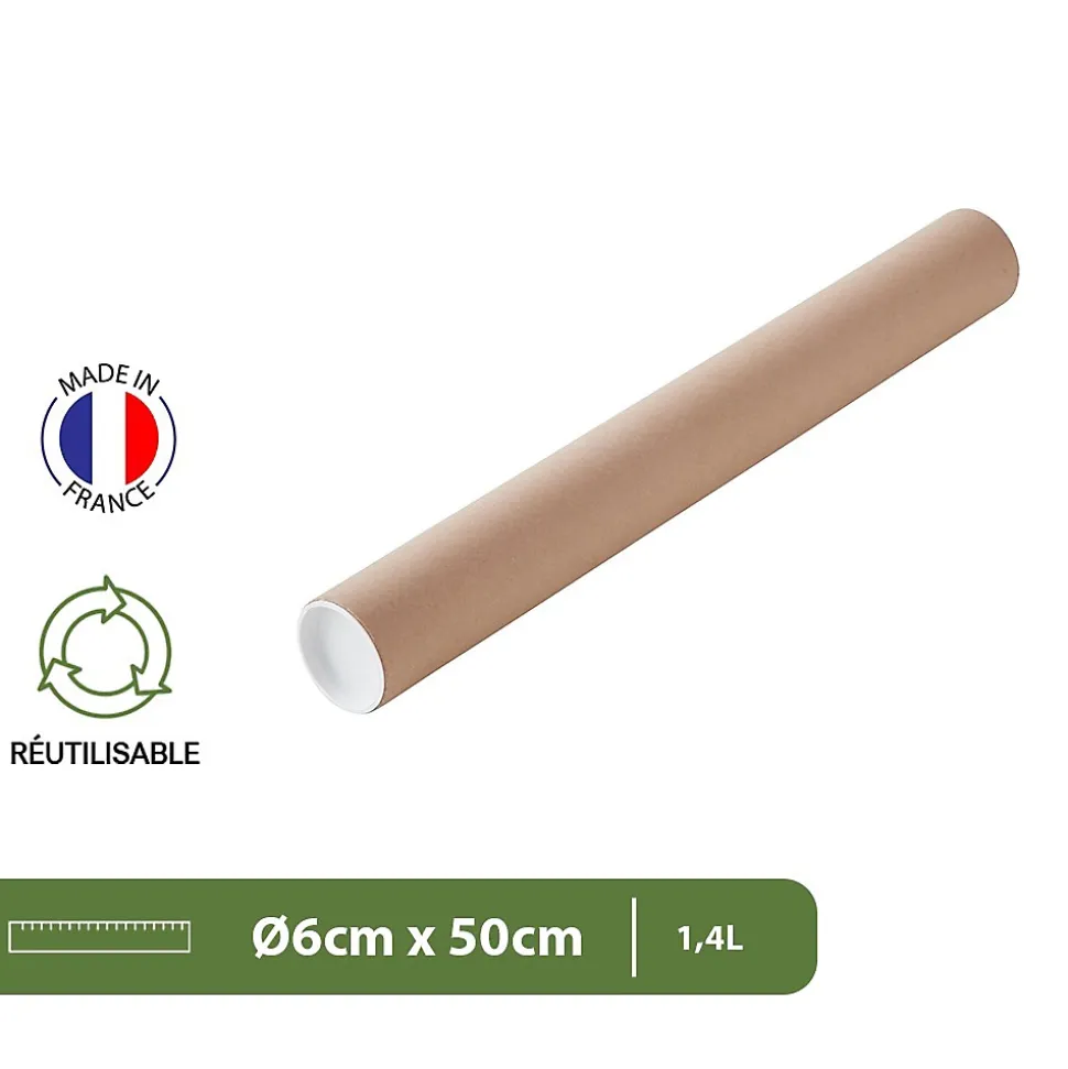 Pack and Move - Lot 24 tubes pour expédition et emballage - 0.6x50cm - pour affiche et poster - Avec capuchon