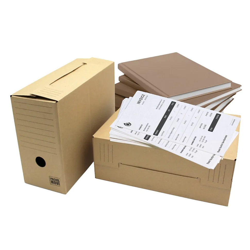 Pack and Move - Lot de 12 boîtes d'archives en carton ondulé robuste - 33,5 x 12 x 24 cm - Organisation pratique