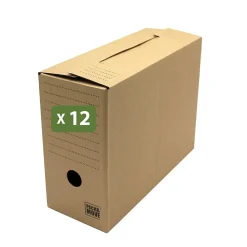 Pack and Move - Lot de 12 boîtes d'archives en carton ondulé robuste - 33,5 x 12 x 24 cm - Organisation pratique